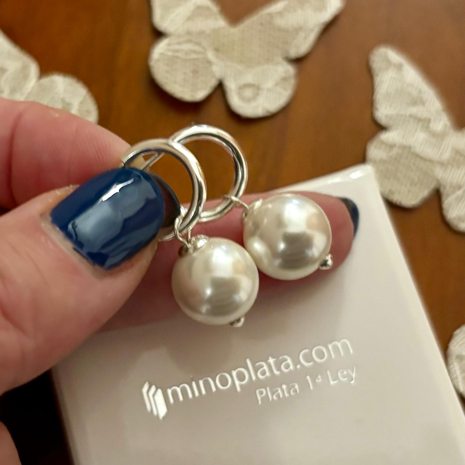 Pendientes aros de Plata de ley con Perlas cultivadas colgantes